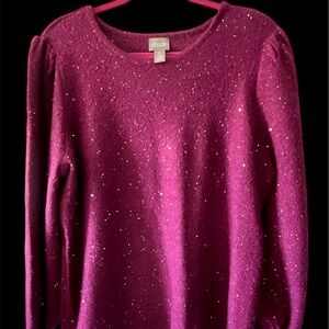 Chicos Hot Pink Sequined Sweater Size 3